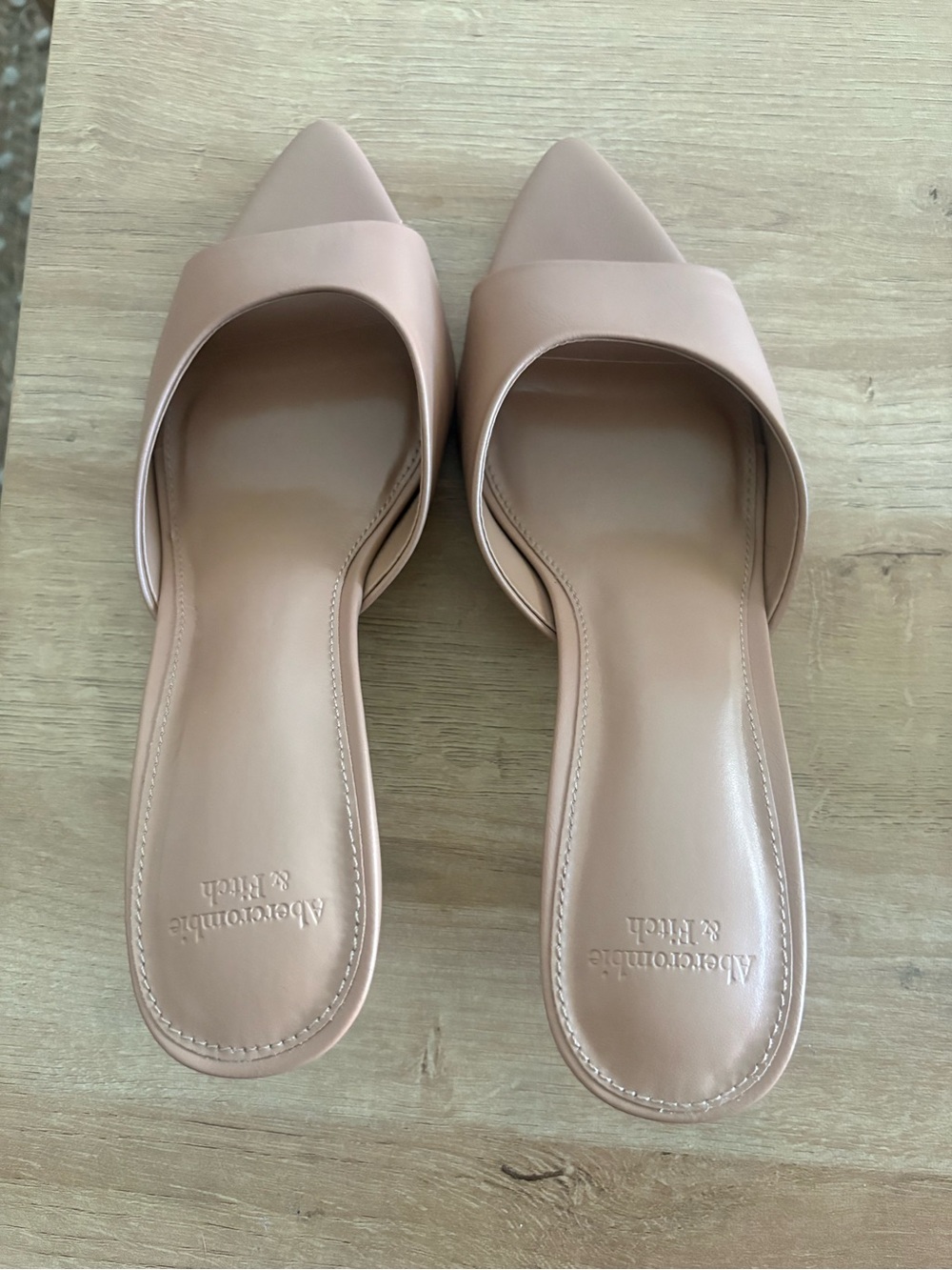A&F Nude Slip On Mule Heels